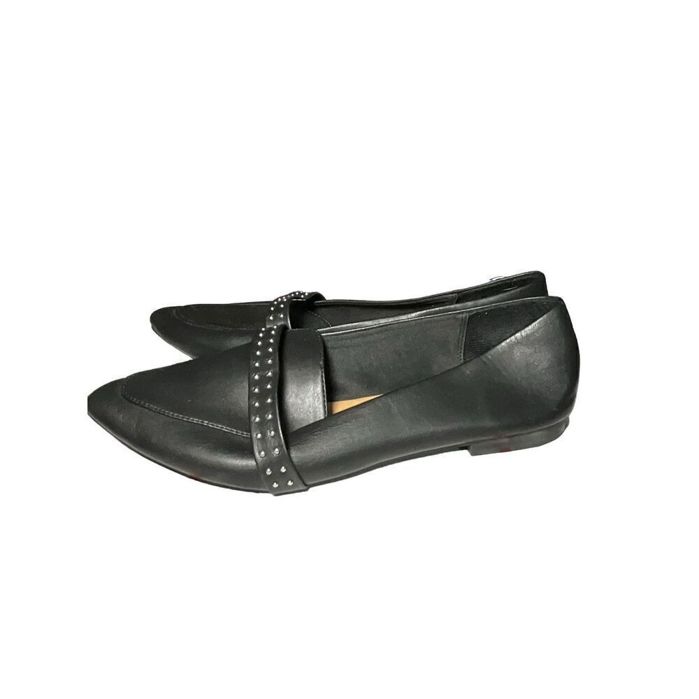 Report Womens Black Slip On Pointed Toe Loafer Flats